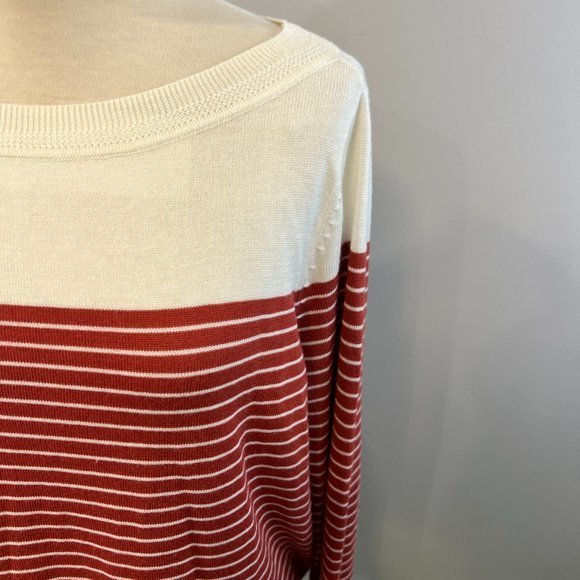 NWOT CASLON Colorblock Stripe Sweater in Rust Placed Stripe (M) - Picture 5 of 10